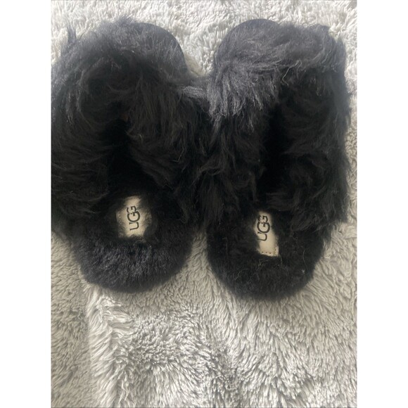 New Women's 100% UGG Scuff Sis Fluffy Fuzzy Slipper Sandals Shoes Black Size 10 - Picture 3 of 16